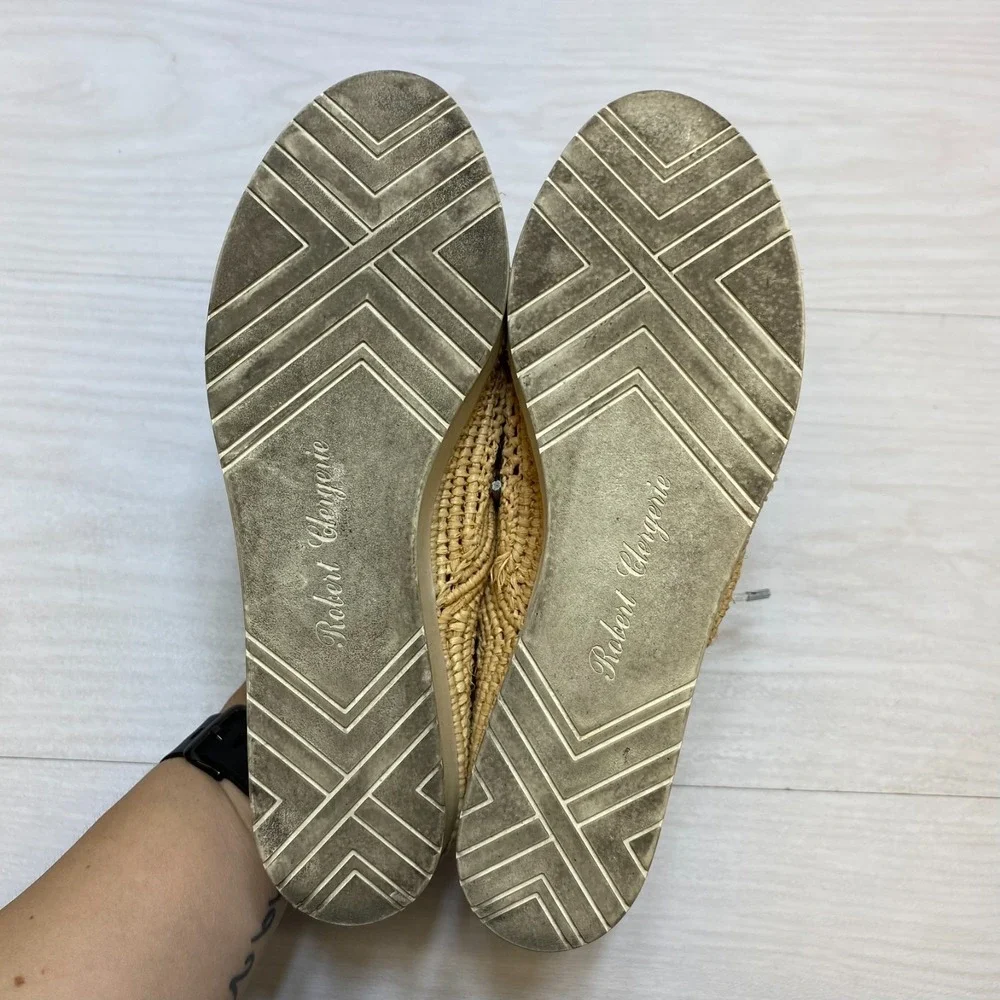 Robert Clergerie Wedge‎ Platform Shoes Womens 6 Beige Lisa Woven Natural Raffia